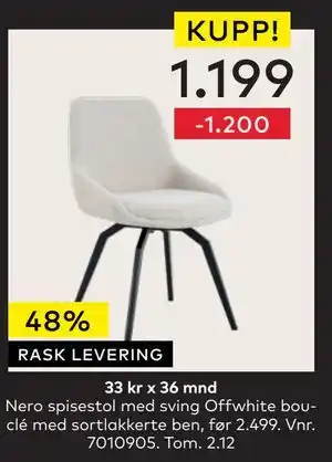 Skeidar Nero spisestol, NOK 1199 tilbud