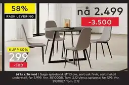 Skeidar Saga spisebord, NOK 2499 tilbud