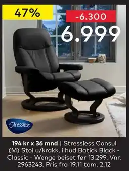 Skeidar Stressless Consul (M) Stol u/krakk, NOK 6999 tilbud
