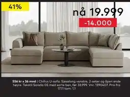 Skeidar Chillux U-sofa, NOK 19999 tilbud