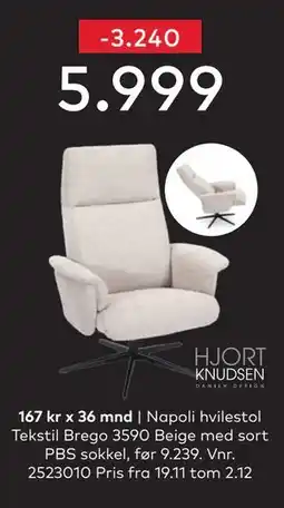 Skeidar Napoli hvilestol, NOK 5999 tilbud