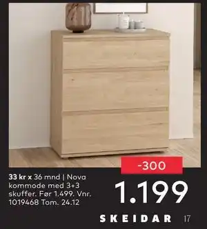 Skeidar Nova kommode, NOK 1199 tilbud