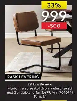 Skeidar Marianne spisestol, NOK 999 tilbud