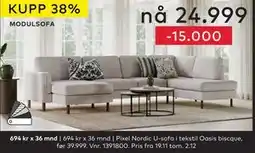 Skeidar Pixel Nordic U-sofa, NOK 24999 tilbud