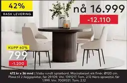Skeidar Visby rundt spisebord, NOK 16999 tilbud