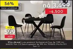 Skeidar Luke spisebord, NOK 3499 tilbud