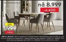 Skeidar Marte spisebord, NOK 8999 tilbud