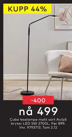 Skeidar Cuba leselampe, NOK 499 tilbud
