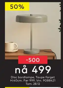 Skeidar Disc bordlampe, NOK 499 tilbud