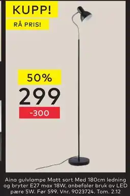 Skeidar Aina gulvlampe, NOK 299 tilbud