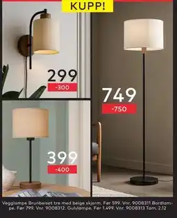 Skeidar Vegglampe Brunbeiset, NOK 299 tilbud