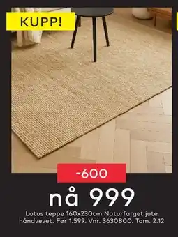 Skeidar Lotus teppe, NOK 999 tilbud