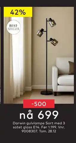 Skeidar Darwin gulvlampe, NOK 699 tilbud