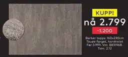 Skeidar Berber teppe 160x230cm, NOK 2799 tilbud