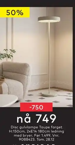 Skeidar Disc gulvlampe, NOK 749 tilbud
