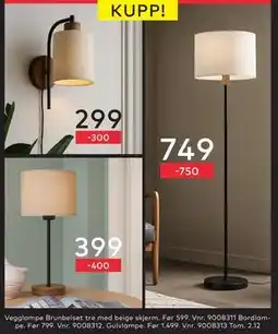Skeidar Bordlampe, NOK 399 tilbud