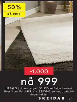 Skeidar Hayes teppe, NOK 999 tilbud