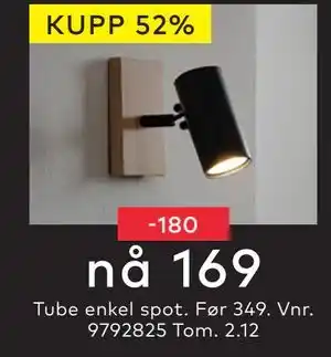 Skeidar Tube enkel spot., NOK 169 tilbud
