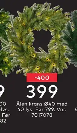 Skeidar Ålen krans Ø40 med 40 lys, NOK 399 tilbud