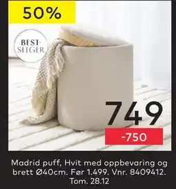 Skeidar Madrid puff, NOK 749 tilbud