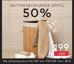 Skeidar Rib skittentøyskurv, NOK 199 tilbud