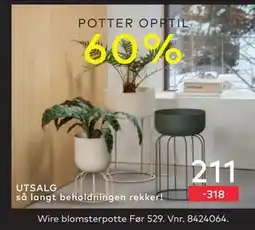 Skeidar Wire blomsterpotte, NOK 211 tilbud