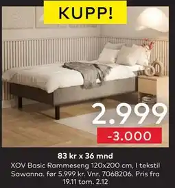 Skeidar XOV Basic Rammeseng, NOK 2999 tilbud