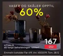 Skeidar Emmelin lysholder, NOK 167 tilbud