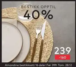 Skeidar Amandine bestikksett 16 deler, NOK 239 tilbud