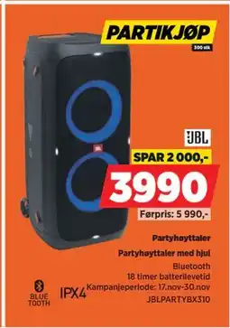 POWER Partyhøyttaler, NOK 3990 tilbud