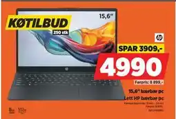 POWER 15,6 bærbar pc, NOK 4990 tilbud
