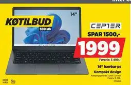 POWER 14 bærbar pc, NOK 1999 tilbud