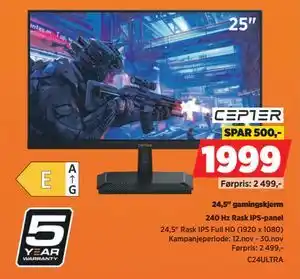 POWER 24,5 gamingskjerm, NOK 1999 tilbud