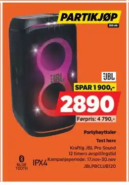 POWER Partyhøyttaler, NOK 2890 tilbud