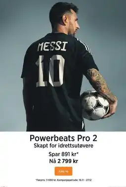 POWER Powerbeats Pro, NOK 2799 tilbud