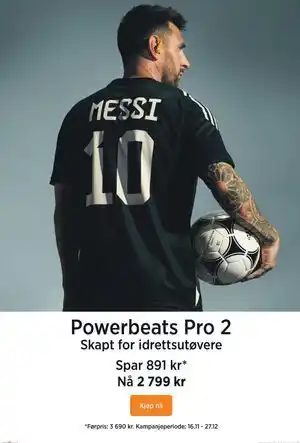 POWER Powerbeats Pro, NOK 2799 tilbud