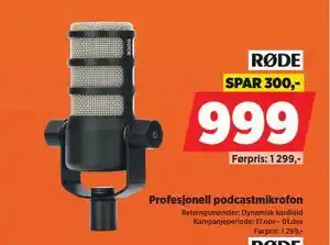 POWER Profesjonell podcastmikrofon, NOK 999 tilbud