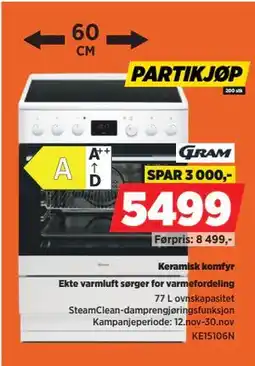 POWER Keramisk komfyr, NOK 5499 tilbud