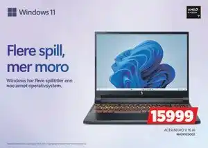 POWER ACER NITRO V 16 AI, NOK 15999 tilbud