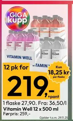 Gigaboks Vitamin Well 12 x 500 ml, NOK 219 tilbud