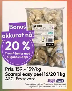 Gigaboks Scampi easy peel 16/20 1 kg tilbud