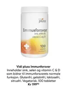 Vitusapotek Vidi pluss Immunforsvar, NOK 199.9 tilbud