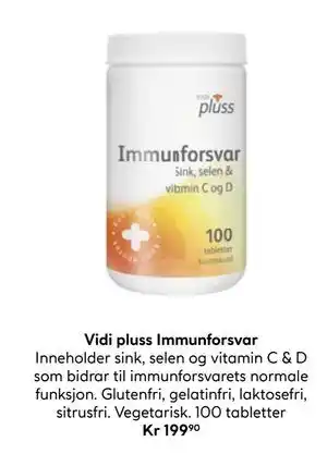 Vitusapotek Vidi pluss Immunforsvar, NOK 199.9 tilbud