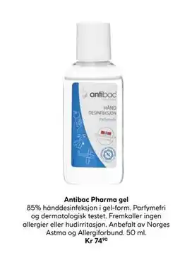 Vitusapotek Antibac Pharma gel, NOK 74.9 tilbud