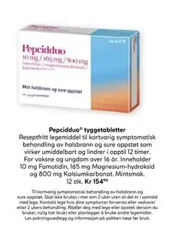 Vitusapotek Pepcidduo tyggetabletter, NOK 154.9 tilbud