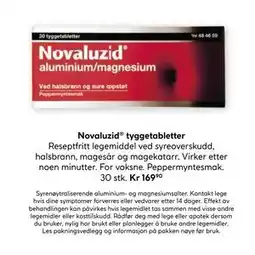 Vitusapotek Novaluzid tyggetabletter, NOK 169.9 tilbud