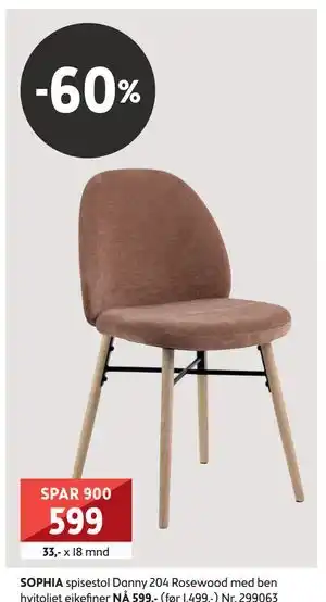 Bohus SOPHIA spisestol, NOK 599 tilbud
