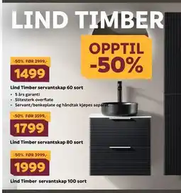 Megaflis Lind Timber servantskap 60 sort tilbud