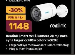 Megaflis Reolink Smart WiFi-kamera 2k m/ nattsyn i farger cx410w colorx w320x, NOK 1148 tilbud