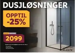 Megaflis Celeste Lucca rett dusjhjørne sort 90 x 90 x 195 cm, NOK 2099 tilbud